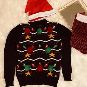 Christmas Sweater with fuzzy pom poms